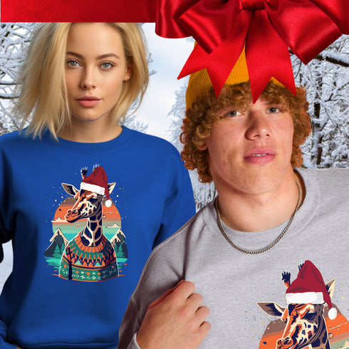 Funny Giraffe Christmas Sweatshirt-Unisex